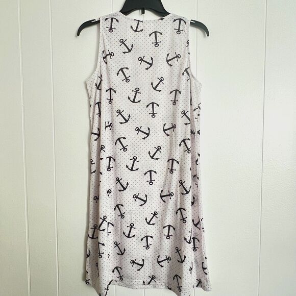 Exist White w/Red Polka Dot & Black Anchors Crew Neck Sleeveless Dress S NWOT - Picture 4 of 4